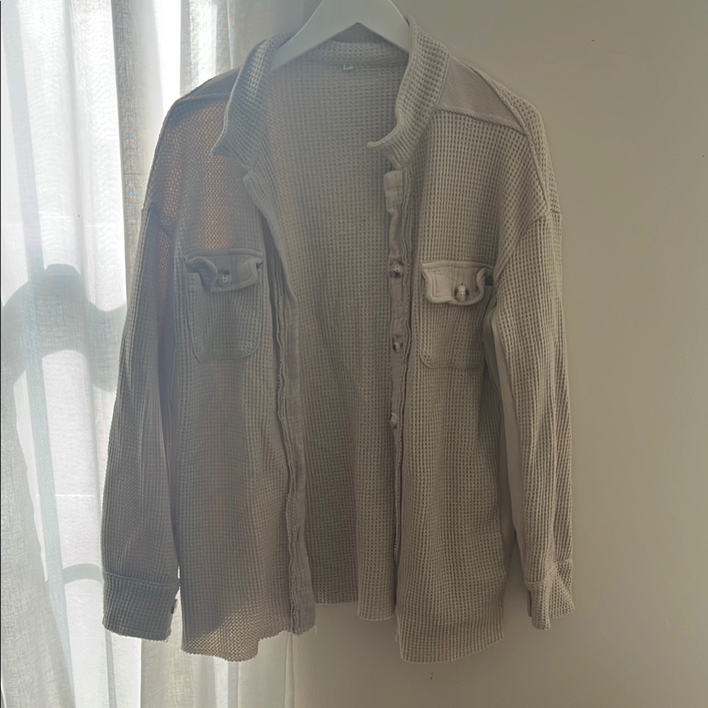 Women’s Casual Waffle Knit Button Up